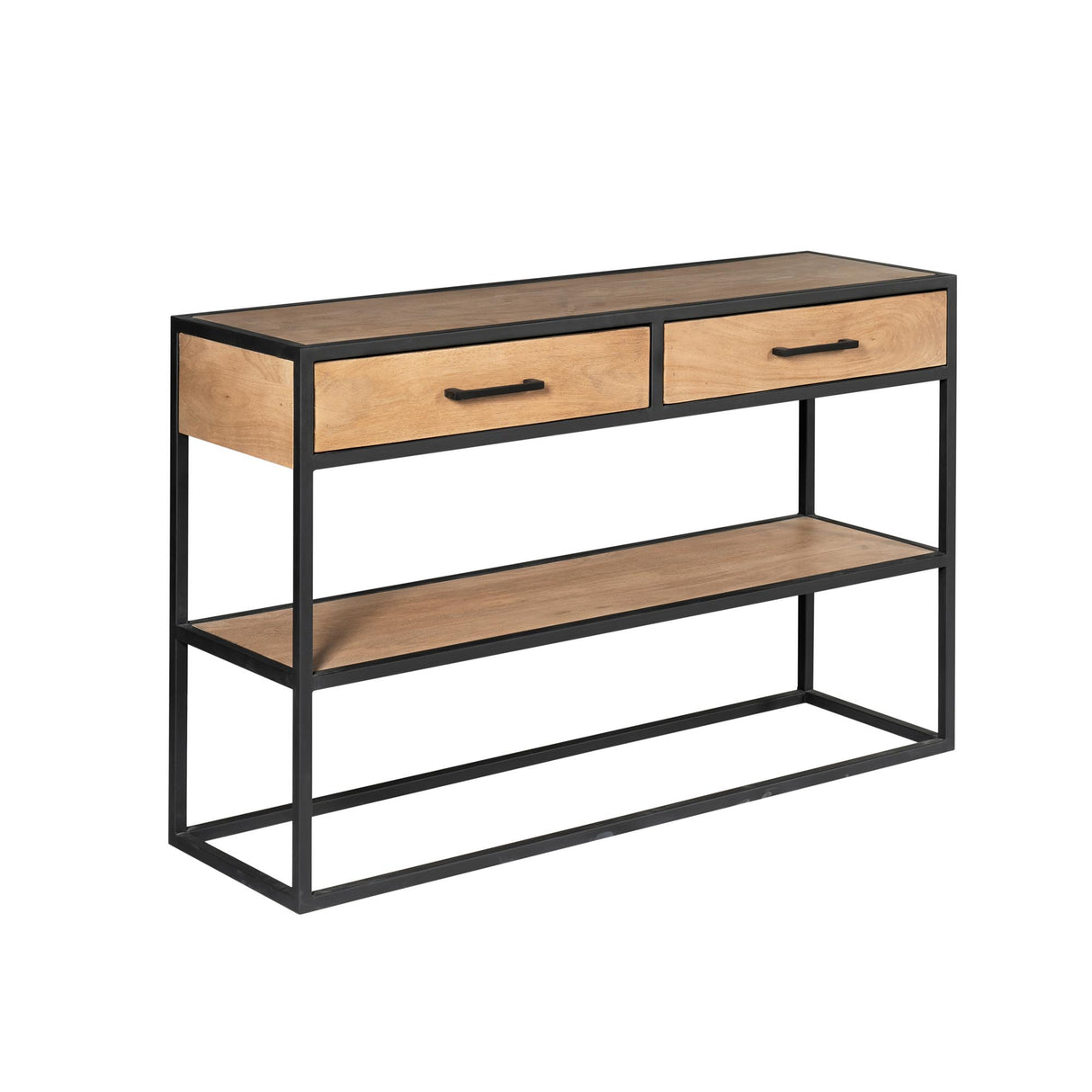 Side Table – Mango Wood Tabletop, Metal Frame, Natural Finish – Dakota | Starfurn