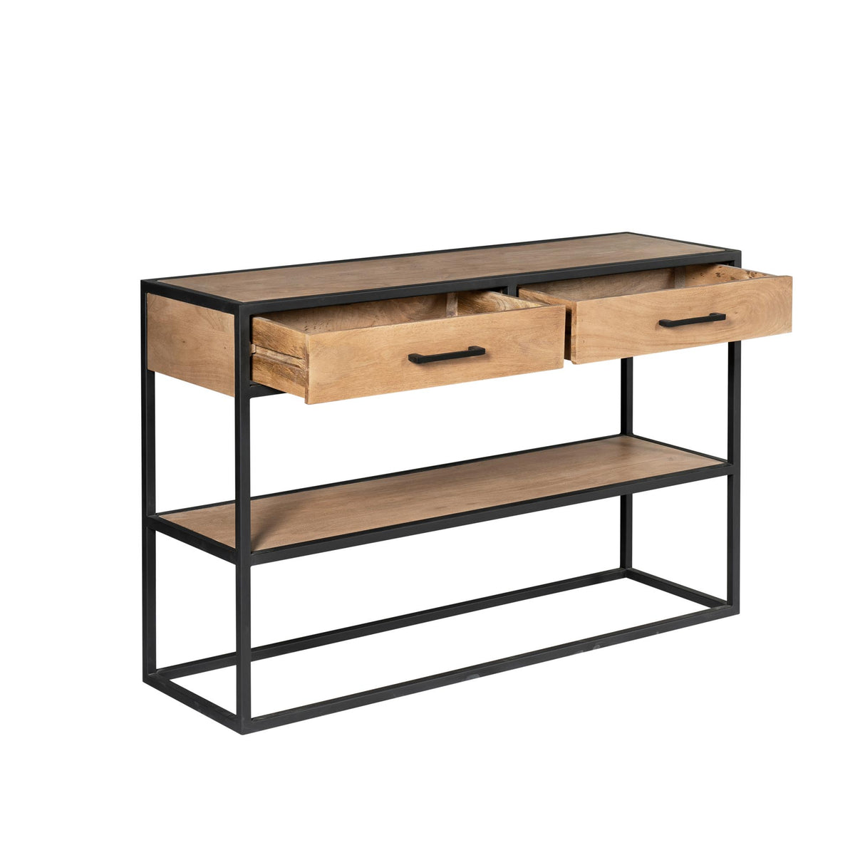 Side Table – Mango Wood Tabletop, Metal Frame, Natural Finish – Dakota | Starfurn