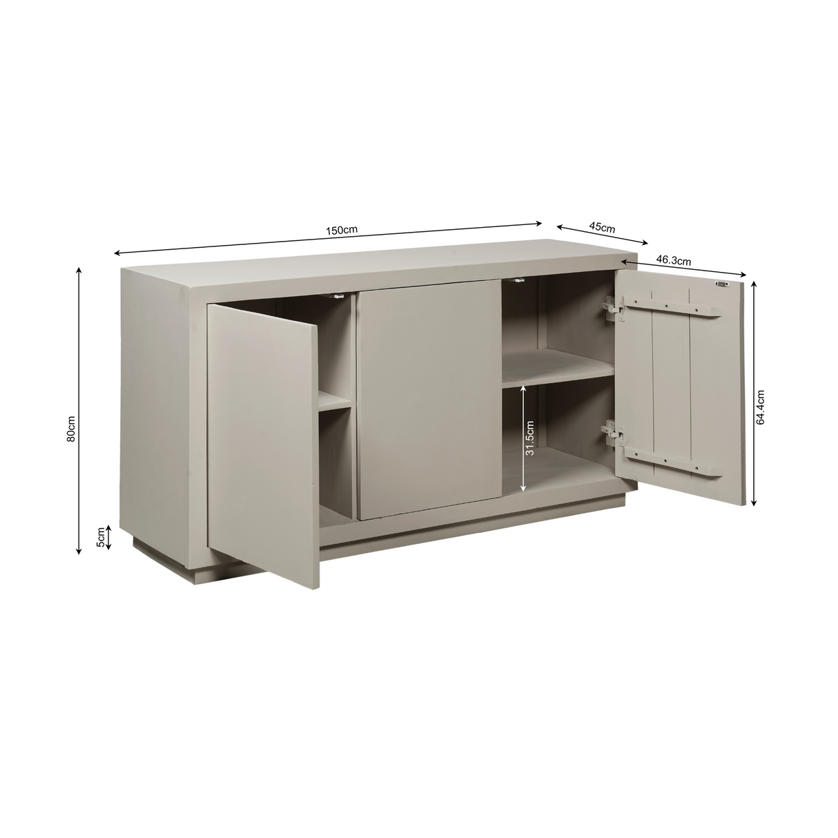 Sideboard – Mangoholz, Sand-Finish, Push-to-Open-Türen – Brussel | Starfurn
