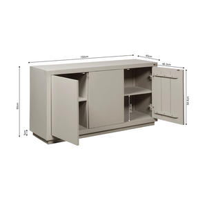 Sideboard – Mangoholz, Sand-Finish, Push-to-Open-Türen – Brussel | Starfurn