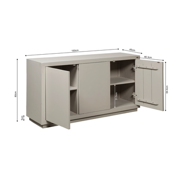 Sideboard – Mangoholz, Sand-Finish, Push-to-Open-Türen – Brussel | Starfurn