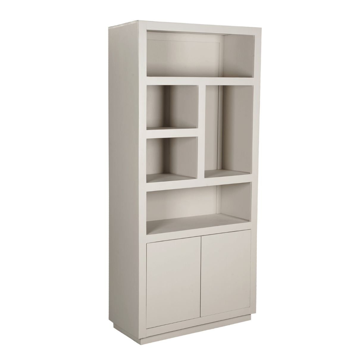 Bücherregal - Sandfarbenes Mangoholz, Offene Fächer, Grifflose Türen, 90 cm – Brussel | Starfurn
