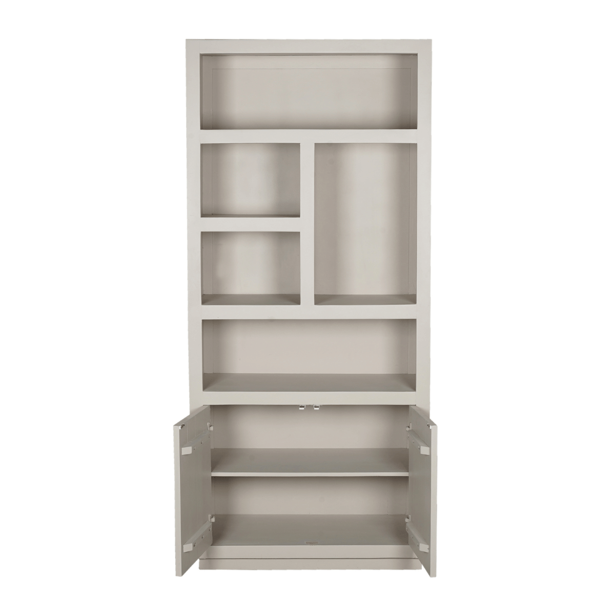 Bücherregal - Sandfarbenes Mangoholz, Offene Fächer, Grifflose Türen, 90 cm – Brussel | Starfurn