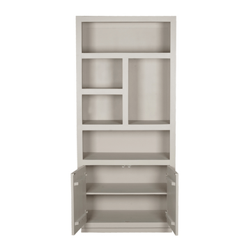 Bücherregal - Sandfarbenes Mangoholz, Offene Fächer, Grifflose Türen, 90 cm – Brussel | Starfurn