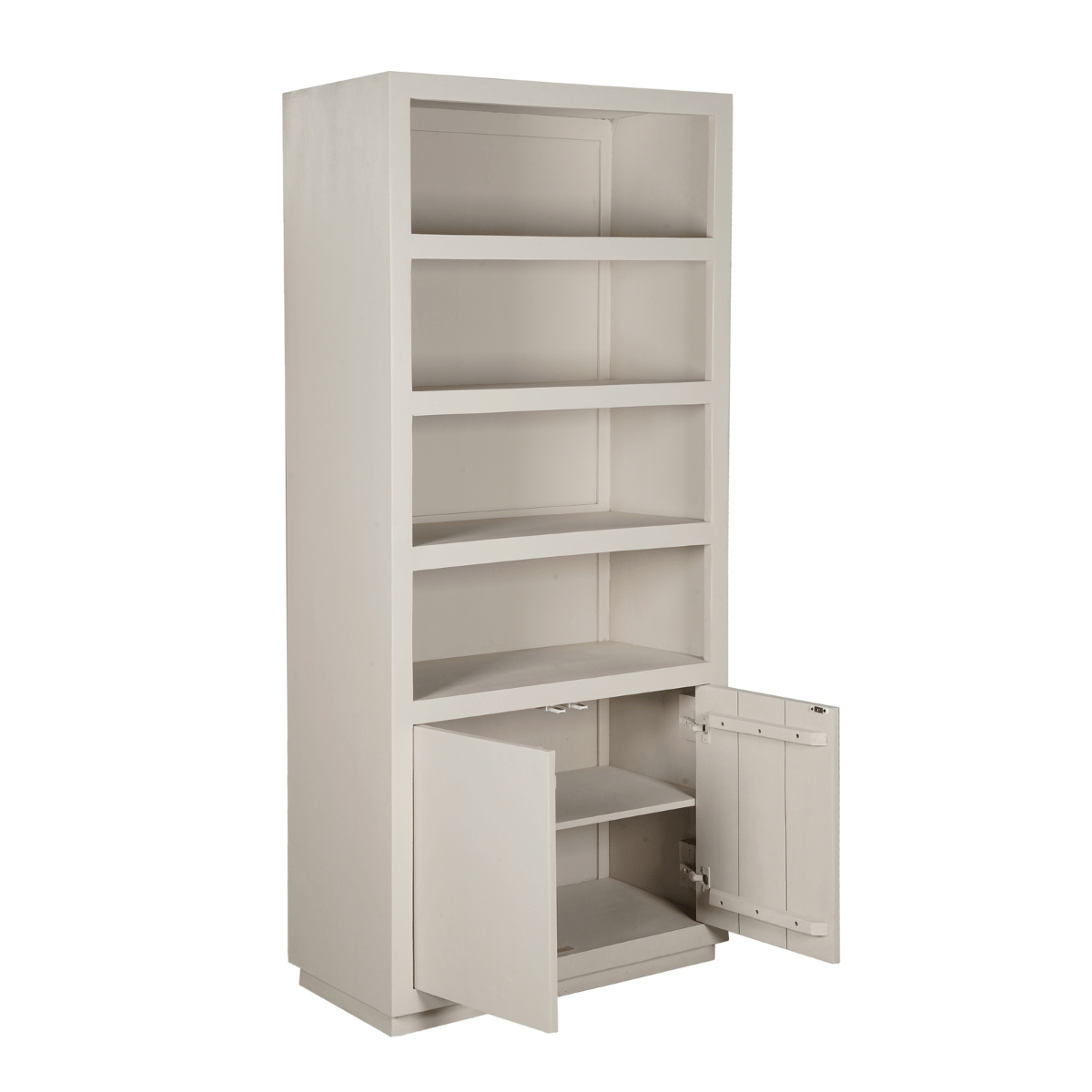 Bücherregal – Mangoholz, Sand-Finish, Offene Regalfächer, Push-to-Open Türen – Brussel | Starfurn