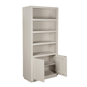 Bücherregal – Mangoholz, Sand-Finish, Offene Regalfächer, Push-to-Open Türen – Brussel | Starfurn