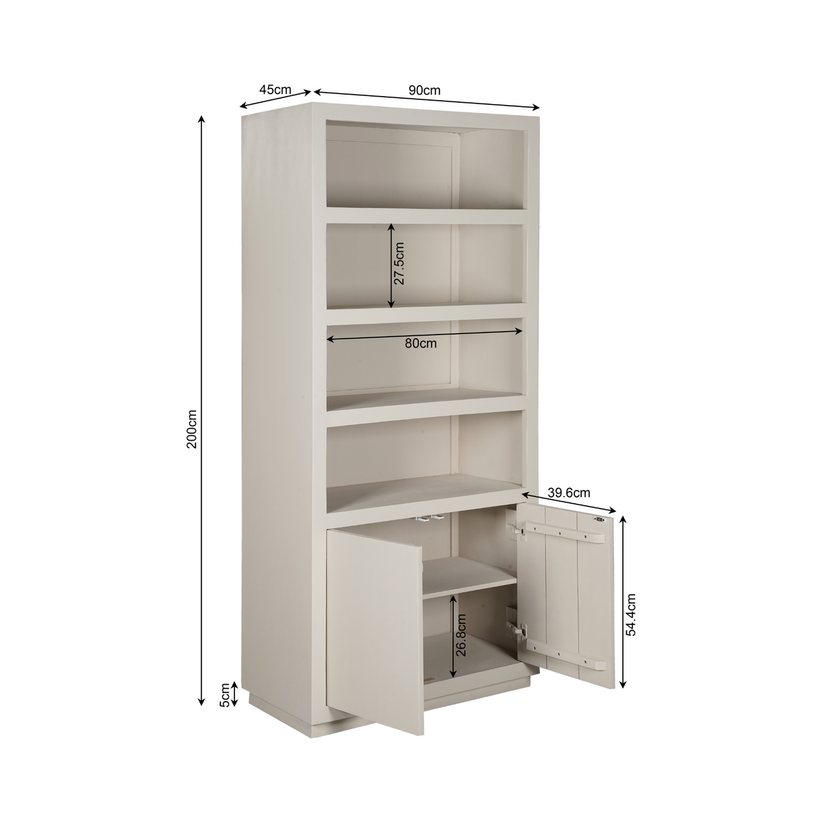 Bücherregal – Mangoholz, Sand-Finish, Offene Regalfächer, Push-to-Open Türen – Brussel | Starfurn