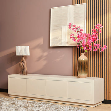 TV-Möbel – Mangoholz, Sand-Finish, Push-to-Open-Türen, 4 Fächer – Brussel | Starfurn