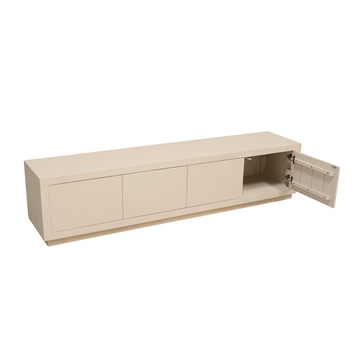 TV-Möbel – Mangoholz, Sand-Finish, Push-to-Open-Türen, 4 Fächer – Brussel | Starfurn