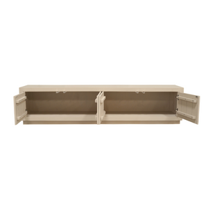 TV-Möbel – Mangoholz, Sand-Finish, Push-to-Open-Türen, 4 Fächer – Brussel | Starfurn