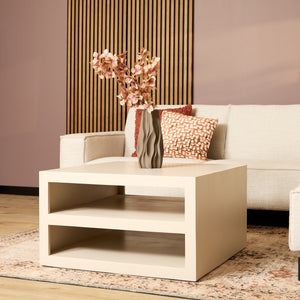 Couchtisch – Sand Oberfläche, Modernes Design, Zwei Fächer – Brussel | Starfurn