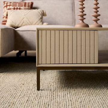 Couchtisch – Mangoholz Tischplatte, Metallgestell, Quadratische Form – Madison | Starfurn