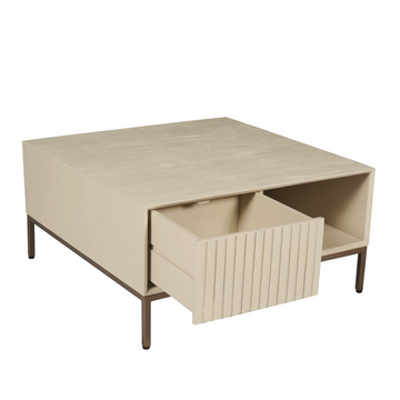 Couchtisch – Mangoholz Tischplatte, Metallgestell, Quadratische Form – Madison | Starfurn