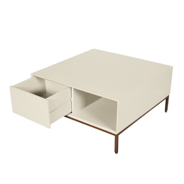 Couchtisch – Mangoholz Tischplatte, Metallgestell, Quadratische Form – Madison | Starfurn