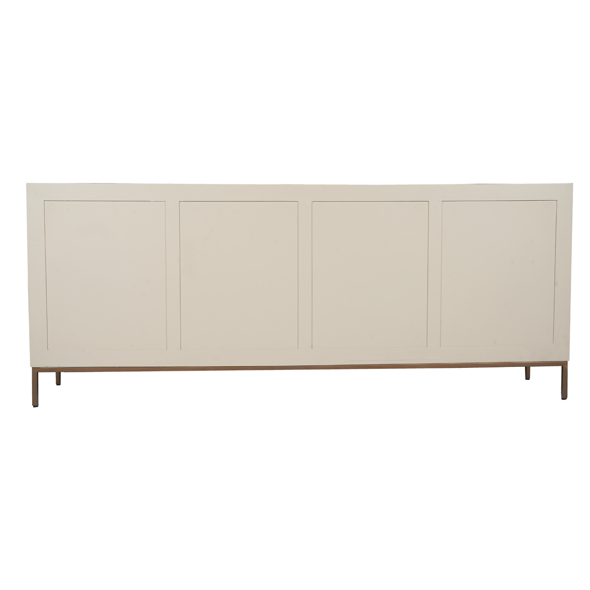 Sideboard - Sandfarbenes Mangoholz, Vertikale Lamellenfront, Bronzefarbenes Metallgestell, 210 cm – Madison | Starfurn