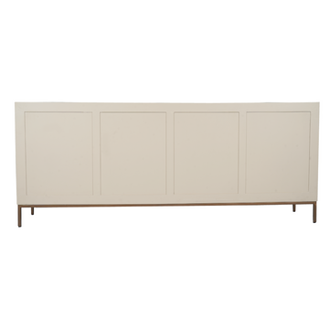 Sideboard - Sandfarbenes Mangoholz, Vertikale Lamellenfront, Bronzefarbenes Metallgestell, 210 cm – Madison | Starfurn