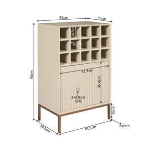 Wine Cabinet – Mango Wood Construction, Metal Frame, Bottle Storage – Madison | Starfurn