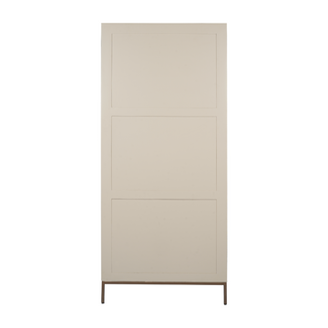 Schrank - Sandfarbenes Mangoholz, Vertikale Lamellenfront, Bronzefarbenes Metallgestell, 90 cm – Madison | Starfurn