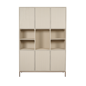 Shelf – Sand Finish, Vertical Slats, Bronze Metal – Madison | Starfurn