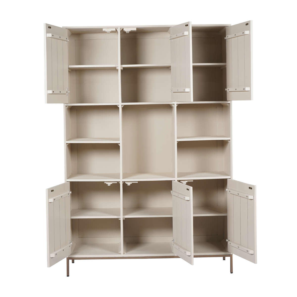 Shelf – Sand Finish, Vertical Slats, Bronze Metal – Madison | Starfurn