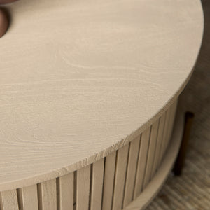 Coffee Table – Round Design, Mango Wood Tabletop, Metal Frame – Madison | Starfurn