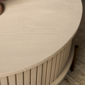 Couchtisch – Rundes Design, Mangoholz Tischplatte, Metallgestell – Madison | Starfurn