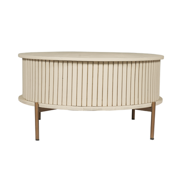 Couchtisch – Rundes Design, Mangoholz Tischplatte, Metallgestell – Madison | Starfurn