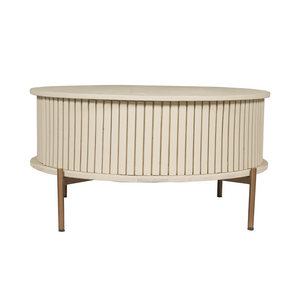 Coffee Table – Round Design, Mango Wood Tabletop, Metal Frame – Madison | Starfurn