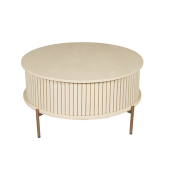 Couchtisch – Rundes Design, Mangoholz Tischplatte, Metallgestell – Madison | Starfurn