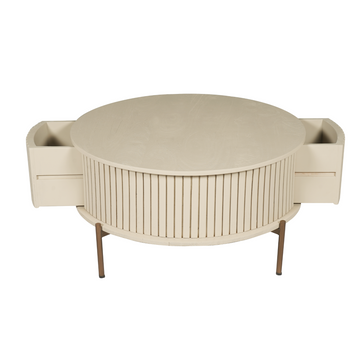 Couchtisch – Rundes Design, Mangoholz Tischplatte, Metallgestell – Madison | Starfurn