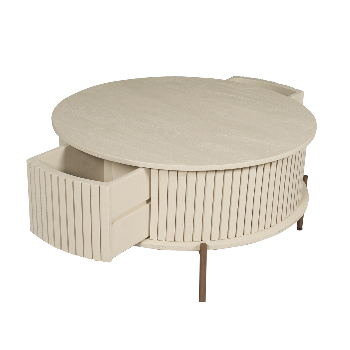 Coffee Table – Round Design, Mango Wood Tabletop, Metal Frame – Madison | Starfurn