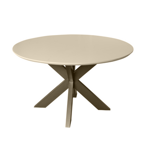 Esszimmertisch - Runde Form, Sandfarbenes Mangoholz, Bronzefarbenes Metallgestell, 150 cm – Madison | Starfurn