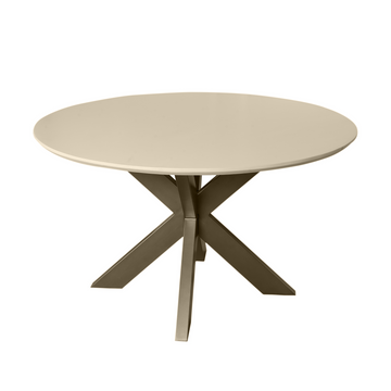 Esszimmertisch - Runde Form, Sandfarbenes Mangoholz, Bronzefarbenes Metallgestell, 150 cm – Madison | Starfurn