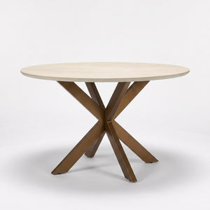 Dining table – Round design, mango wood, metal frame – Madison | Starfurn