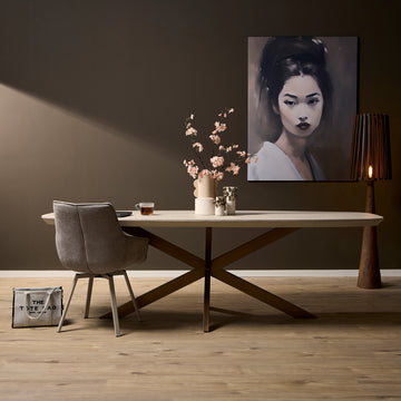 Esszimmertisch – Mangoholz , Deens Ovale Design, Sand Farbe, 240cm – Madison | Starfurn