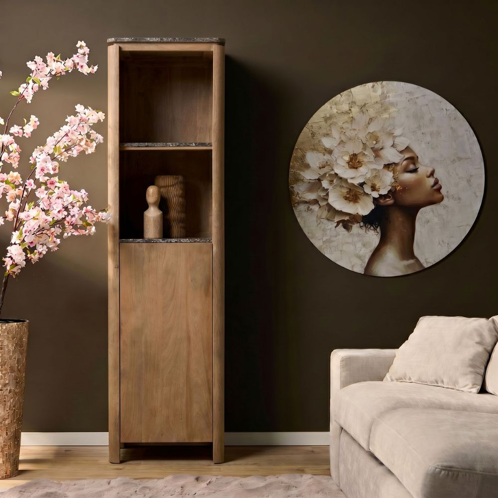 Bücherregal – FSC Massives Mangoholz, Natur Finish, Vertikales Holzdesign - Dallas | Starfurn