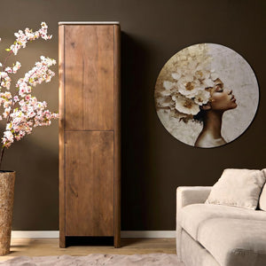 Aufbewahrungsschrank – FSC Massives Mangoholz, Natur Finish, Vertikales Holzdesign - Dallas | Starfurn