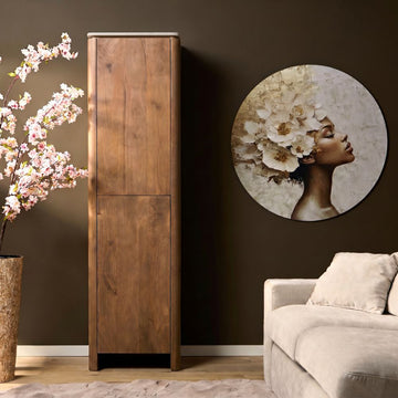 Aufbewahrungsschrank – FSC Massives Mangoholz, Natur Finish, Vertikales Holzdesign - Dallas | Starfurn