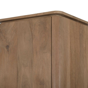 Aufbewahrungsschrank – FSC Massives Mangoholz, Natur Finish, Vertikales Holzdesign - Dallas | Starfurn