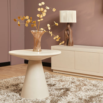 Couchtisch – Mangoholz, Sandfarbe, Einzigartiges Rundes Design – Bellis | Starfurn