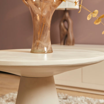 Couchtisch – Mangoholz, Sandfarbe, Einzigartiges Rundes Design – Bellis | Starfurn
