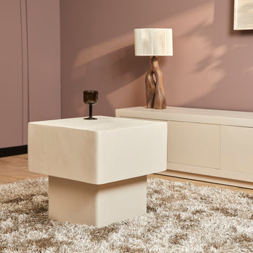 Couchtisch – Mangoholz, Sandfarbe, Gestapelte Quadratische Form – Saya | Starfurn