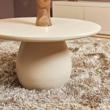 Coffee Table – Mango Wood Tabletop, Solid Wood Frame, Round Shape – Mosi | Starfurn