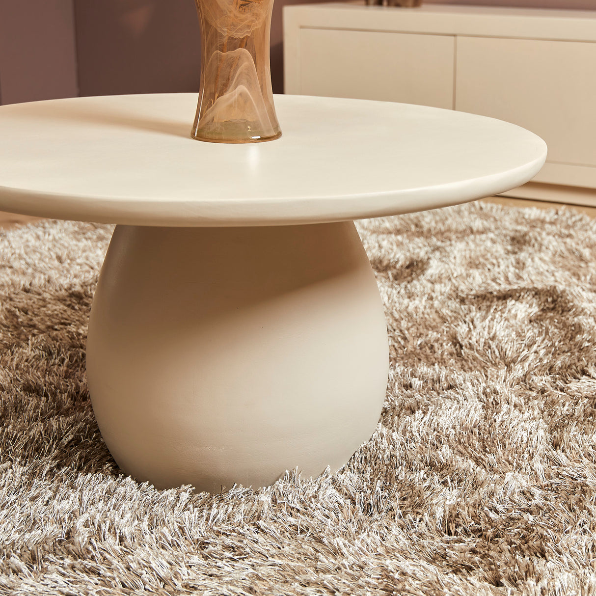 Coffee Table – Mango Wood Tabletop, Solid Wood Frame, Round Shape – Mosi | Starfurn