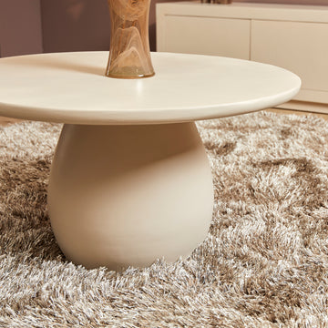 Couchtisch – Mangoholz Tischplatte, Massivholzgestell, Runde Form – Mosi | Starfurn