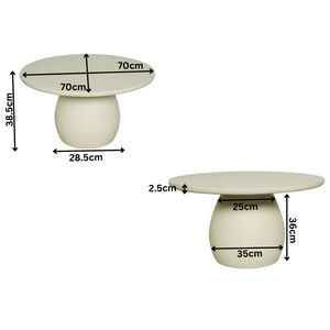 Coffee Table – Mango Wood Tabletop, Solid Wood Frame, Round Shape – Mosi | Starfurn
