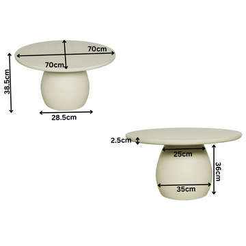 Couchtisch – Mangoholz Tischplatte, Massivholzgestell, Runde Form – Mosi | Starfurn