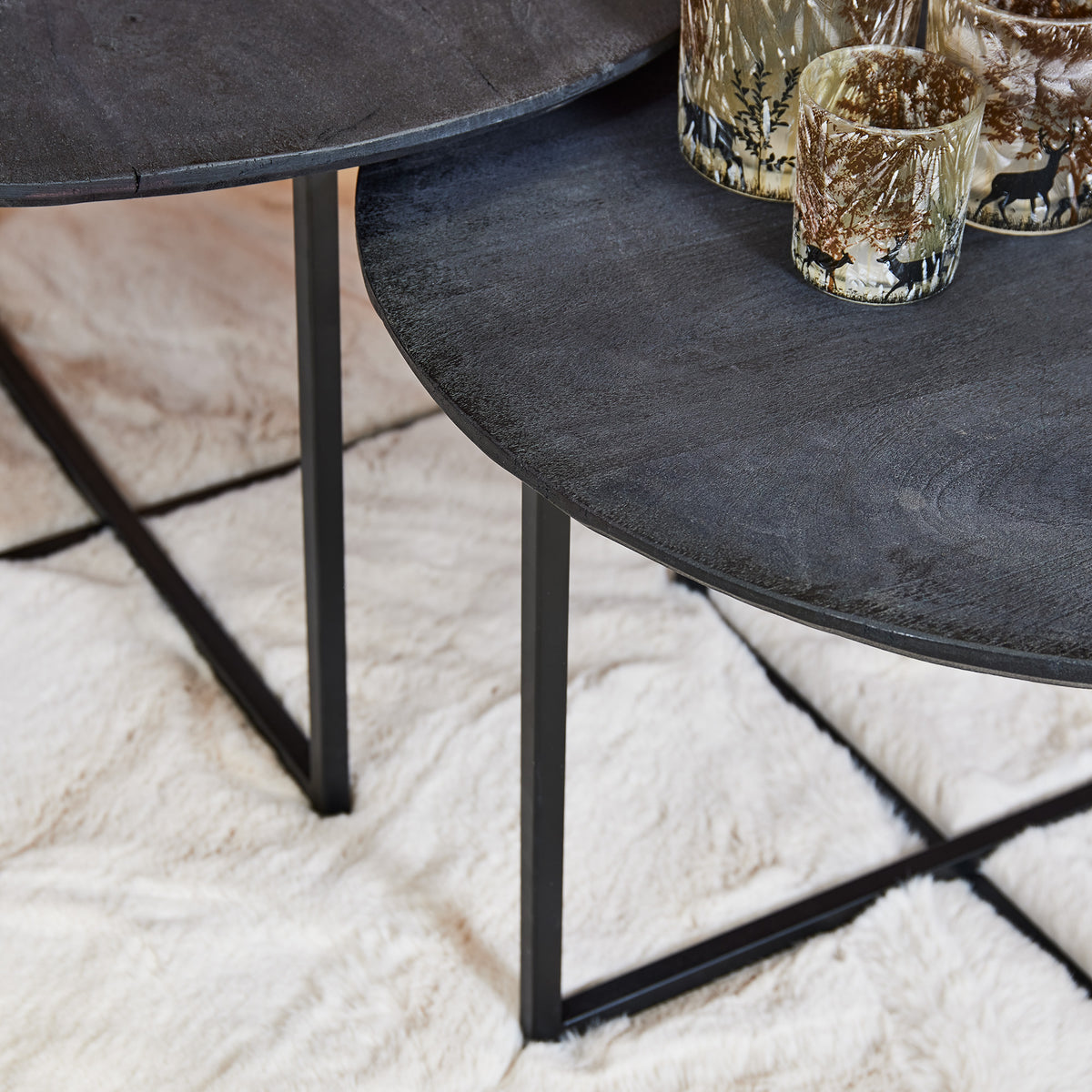 Coffee Table – Mango Wood, Black Lacquer, Metal Frame – Arlington | Starfurn