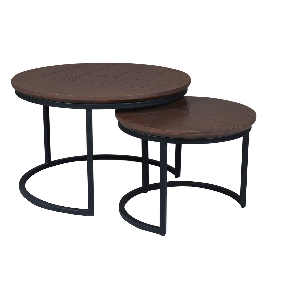 Coffee Table - Oak Top, Walnut Finish, Black Metal - Otik | Starfurn