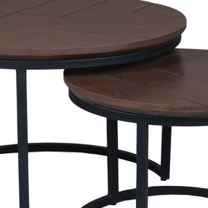 Coffee Table - Oak Top, Walnut Finish, Black Metal - Otik | Starfurn